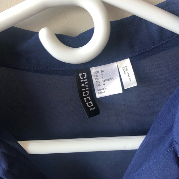 3/$30 Divided Sheer Dark Blue Button Up Top - Picture 2 of 4